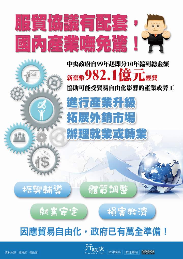 「服貿協議有配套  ，國內產業嘸免驚！」文宣廣告