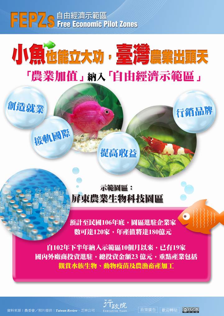 「小魚也能立大功，臺灣農業出頭天」文宣廣告 