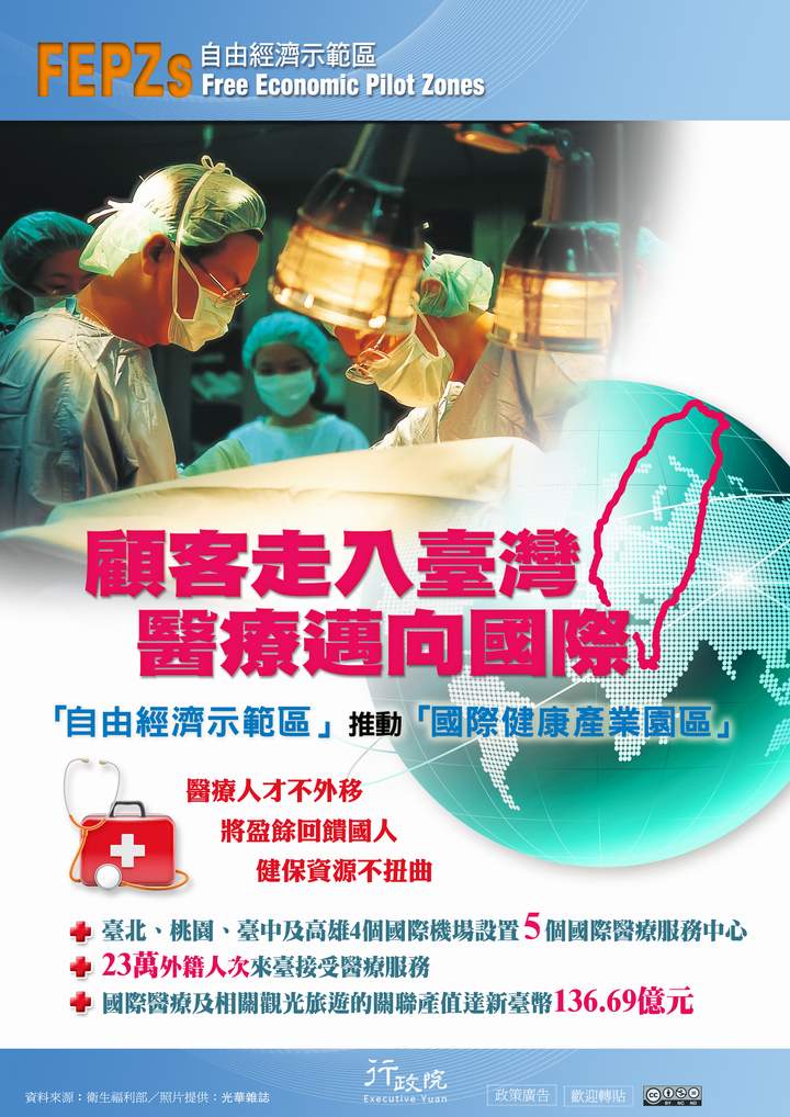 「顧客走入臺灣  醫療邁向國際」文宣廣告 