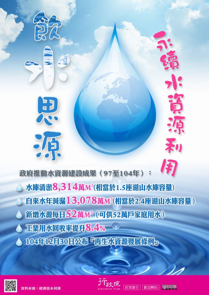 「飲水思源~~永續水資源利用」文宣廣告 