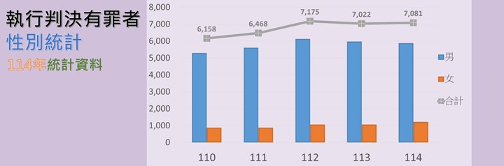 近5年執行判決有罪者性別統計